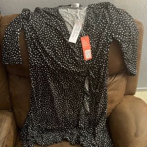 3/4 sleeve wrap dress